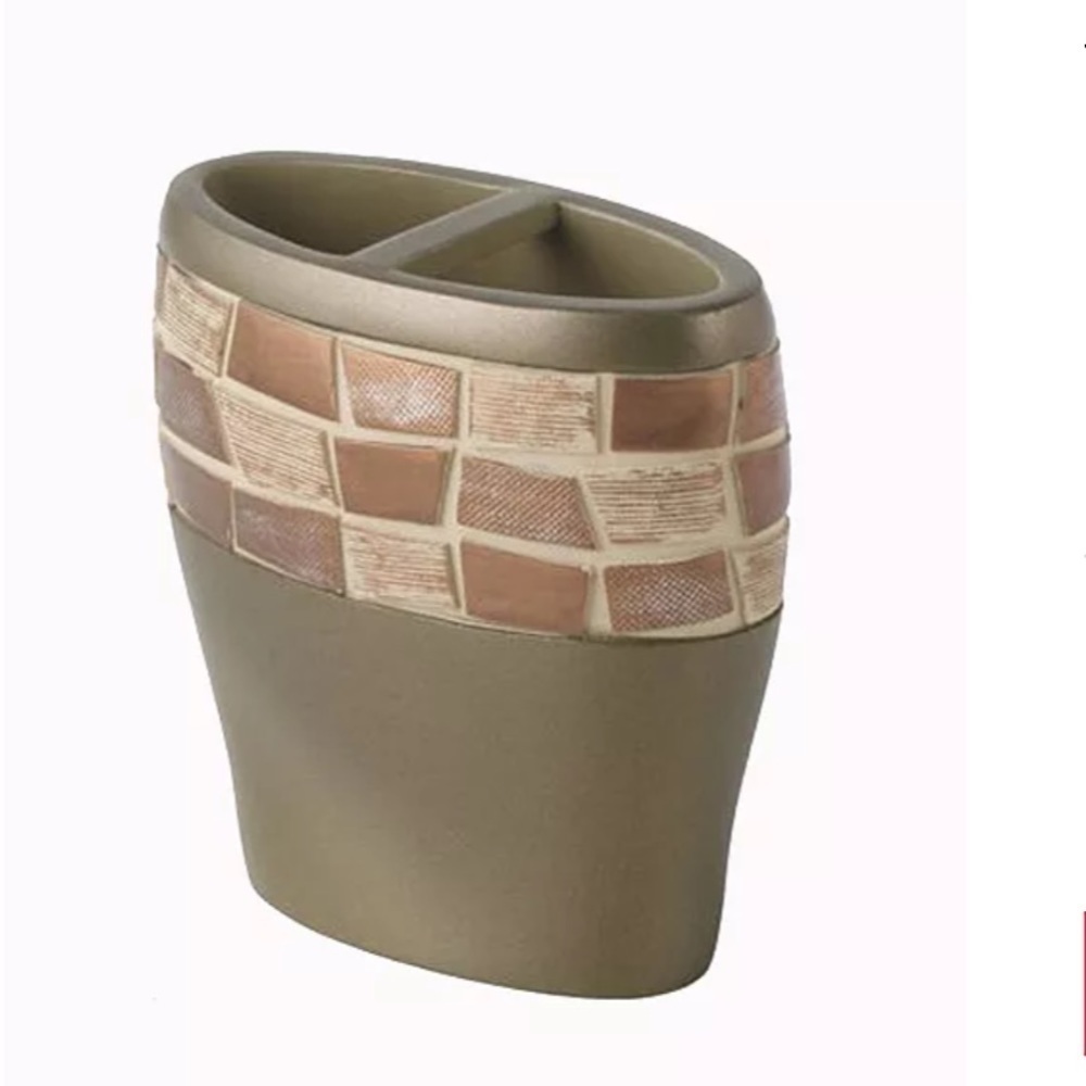 Mosaic Stone Bronze Toothbrush Holder